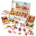 Wooden Kitchen Pretend Play Set Magnetic&Hook Loop Cutting Foods Game Fruits Vegetables Meat Dessert Educational Role Play Toys