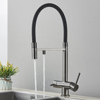 Filtered Kitchen Faucets Dual Spout Filter Faucet Mixer Pull Out Spray 360 Rotation Water Purification 3 Ways Sink Mixer Kitchen