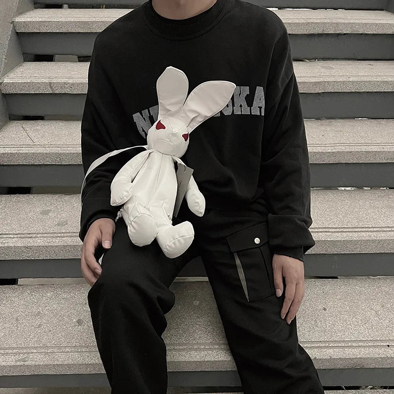 Y2K Cool Cartoon Rabbit Doll Backpack | Unique Fashion Shoulder Bag for Teens