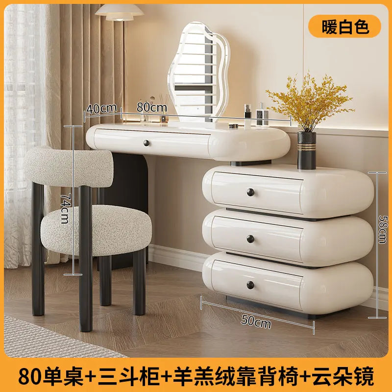 Luxury Modern Makeup Vanity Dressers For Bedroom Headdresses Hairstyles Comfortable Vanity Desk With Light Mirror With Seat