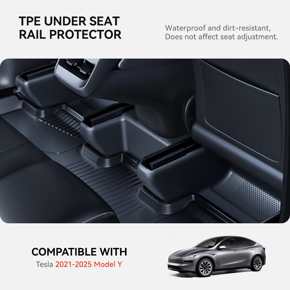 YZ For Tesla Model Y 2021-2025 TPE Under Seat Corner Guard Seat Slide Rails Protector Cover Anti-Kick Decor Flocking Accessories