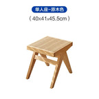 Handmade Rattan Bench with Wabi - Sabi Flair: Solid Wood, Multifunctional for Home & Shoe Storage