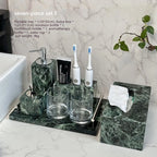 Luxury Marble Bath Set: Shampoo Bottles, Tray & Canister Organizer, Natural Stone Accessories for Home & Hotel Bathroom Decor
