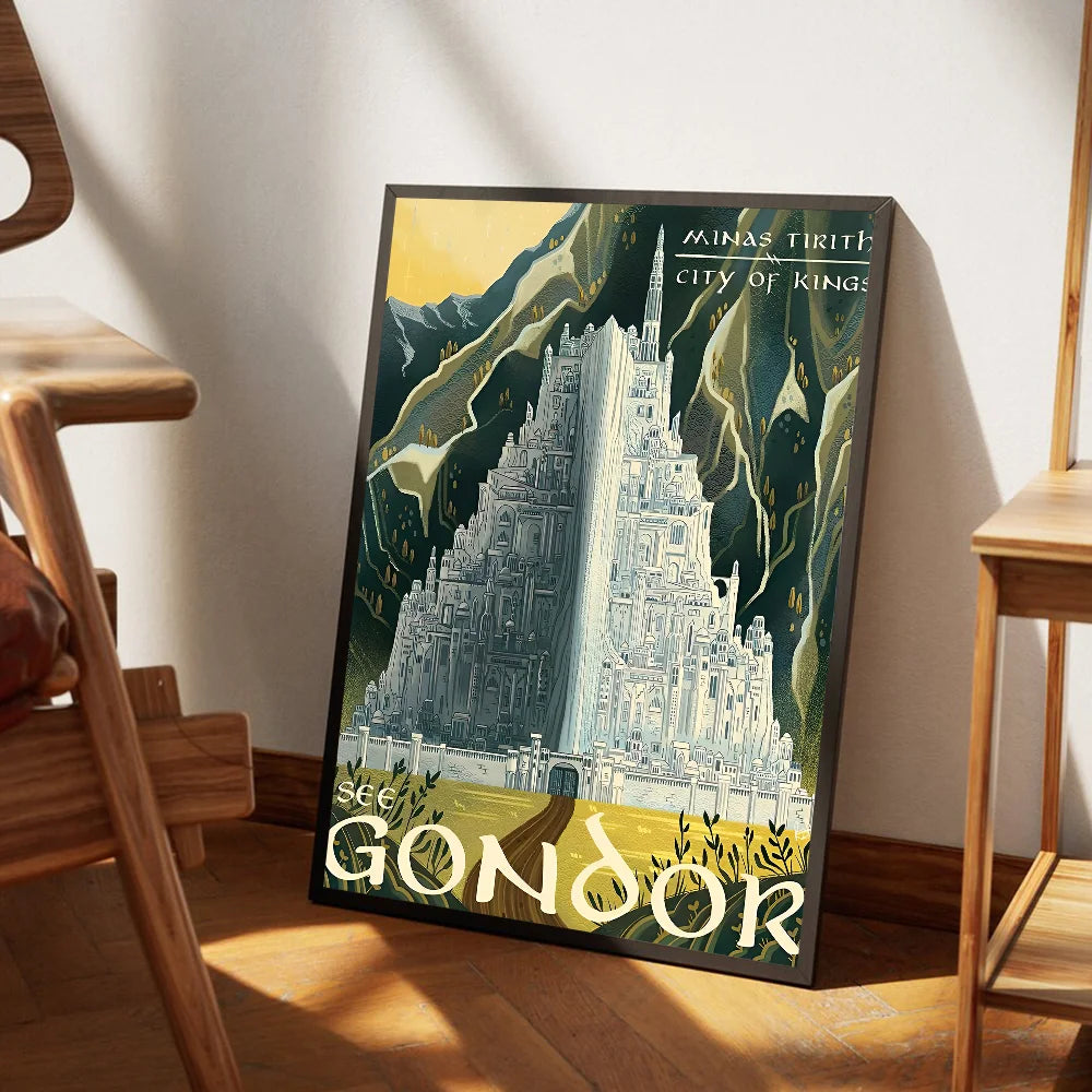 Ring Art Travel Abstract Vintage Film Mordor Castle Classic Vintage Posters Vintage Room Bar Cafe Decor Stickers Wall Painting