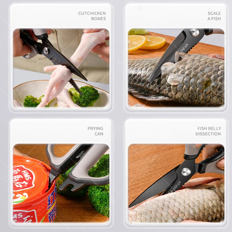 Kitchen Scissors Stainless Steel Barbecue Shears Household Scissors Beef Steak Trimmers Fish Fillet Chicken Bone Kichen Scissor
