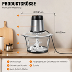 2L Electric Food Chopper - 2-Speed Vegetable Cutter, Meat Grinder & Blender, Compact Kitchen Processor