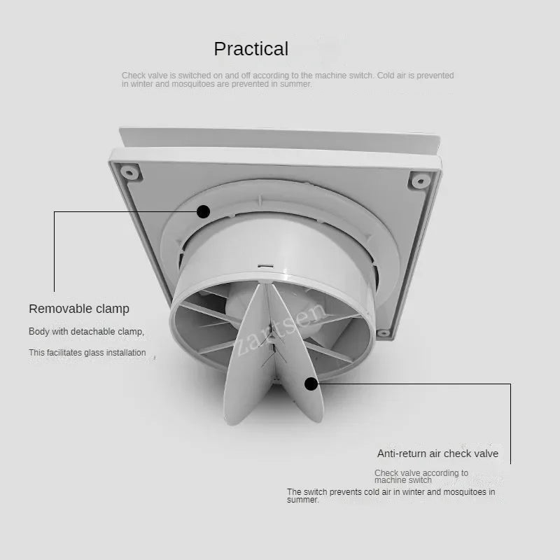4Inch High Speed Exhaust Fan Toilet Kitchen Bathroom Hanging Wall Wind