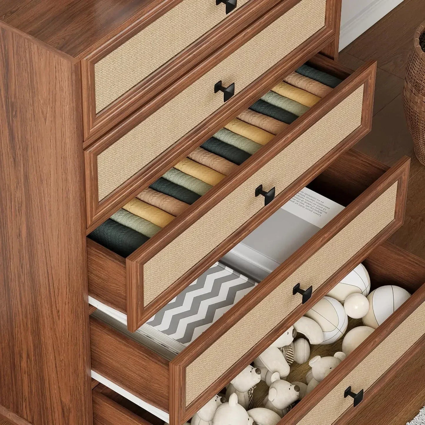 10 Drawer Dresser for Bedroom, Mid Century Modern Wide Wood Rustic Chest of Drawers Wooden Storage Organizer Dressers