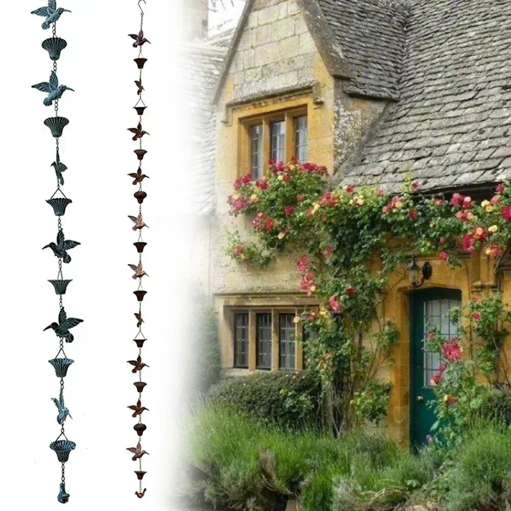 8.5ft Rain Chain Metal Vintage Bird Rain Chain Pendant Suitable For Outdoor Gutter Downspout Hardware Parts Garden Eaves Decor