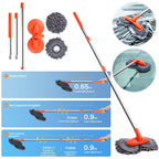 Windshield Roof Wipe Clean Broom Double Brush Head 360 Rotation Foam W