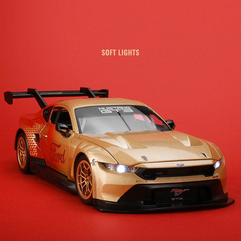 NEW 1:24 Ford Mustang GT3 Limited Edition Alloy Racing Car Model Sound and Light Children's Toy Collectibles Birthday gift
