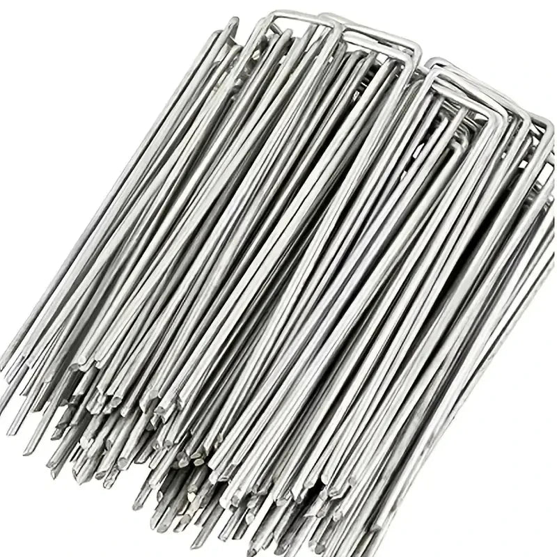 100pcs Landscape Staples, U-Shaped Garden Pins Garden Stakes Staples, Heavy Duty Yard Lawn Tent Stakes Securing Pegs For Weed Ba