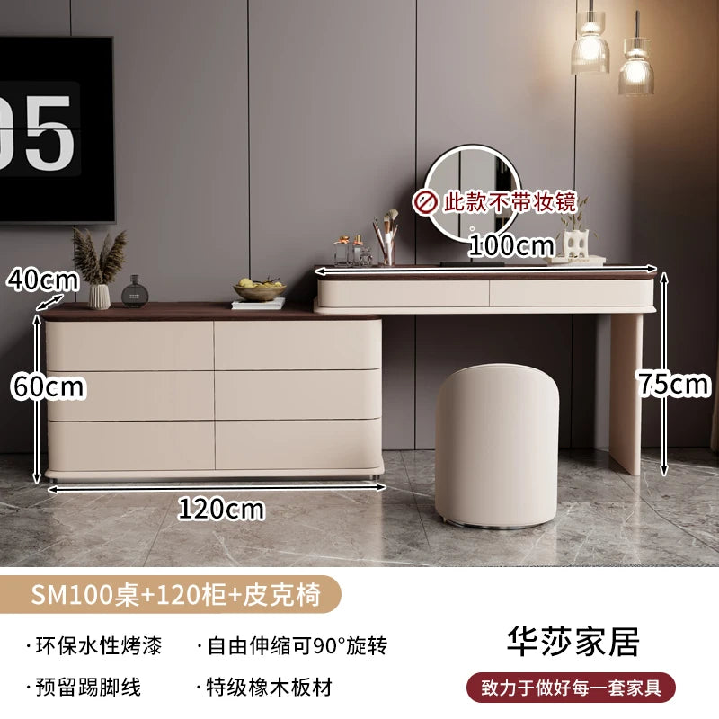 Makeup Mirror Wooden Dresser Set Bedroom Brown Natural Modern Vanity Dressers Nordic Storage Drawer Coiffeuse House Accessories