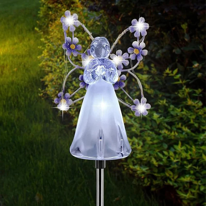 1/2/4Pack Solar Garden Light Fairy Angel Solar Powered Fairy Light LED Outdoor Decorative Pathway Light for Cemetery Grave Yard