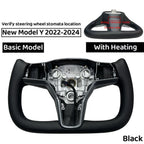  350mm Yoke Handle Steering Wheel With Heating Personalized NAPP Leather Accessories For Tesla Model 3/Y 2018-2022 Y 2022-2024