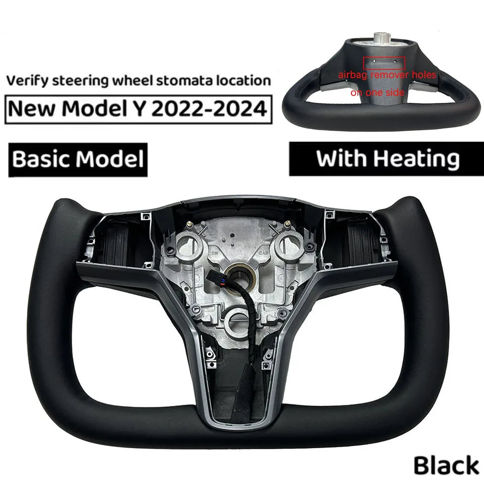 350mm Yoke Handle Steering Wheel With Heating Personalized NAPP Leather Accessories For Tesla Model 3/Y 2018-2022 Y 2022-2024
