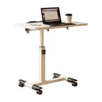 Overbed Table Adjustable Height Over The Bed Mobile Hospital Bedside Table With Tilting Desktop, Wheels, Rolling Standing Laptop