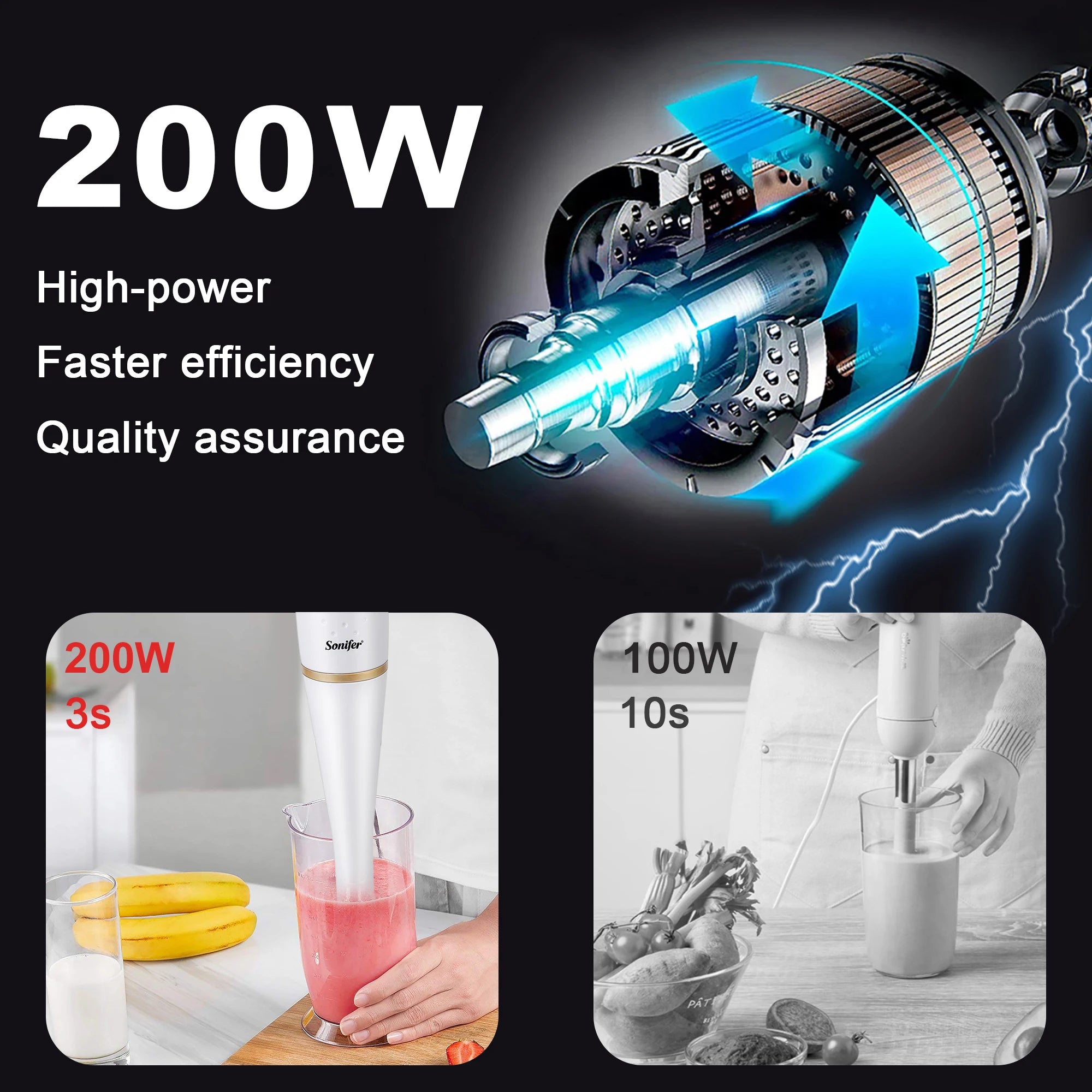 "Sonifer Hand Blender SF-8103 .2 speeds .Fashionable appearance .High-power motor .Efficient, fast and convenient