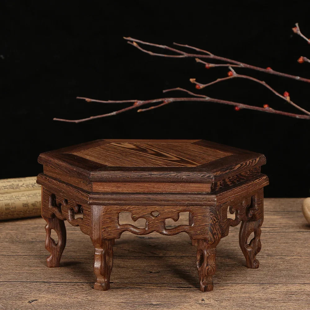 Retro Wooden Tea Tray Table Small Square Teapot Bases Bonsai Stand Bonsai Pedestal Wooden Base Vintage Furniture Home Decor