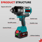 Brushless 3100N.M Electric Impact Wrench 3 Gears Cordless Electric Torque Wrench Screwdriver Power Tools For Makita Battery Pin