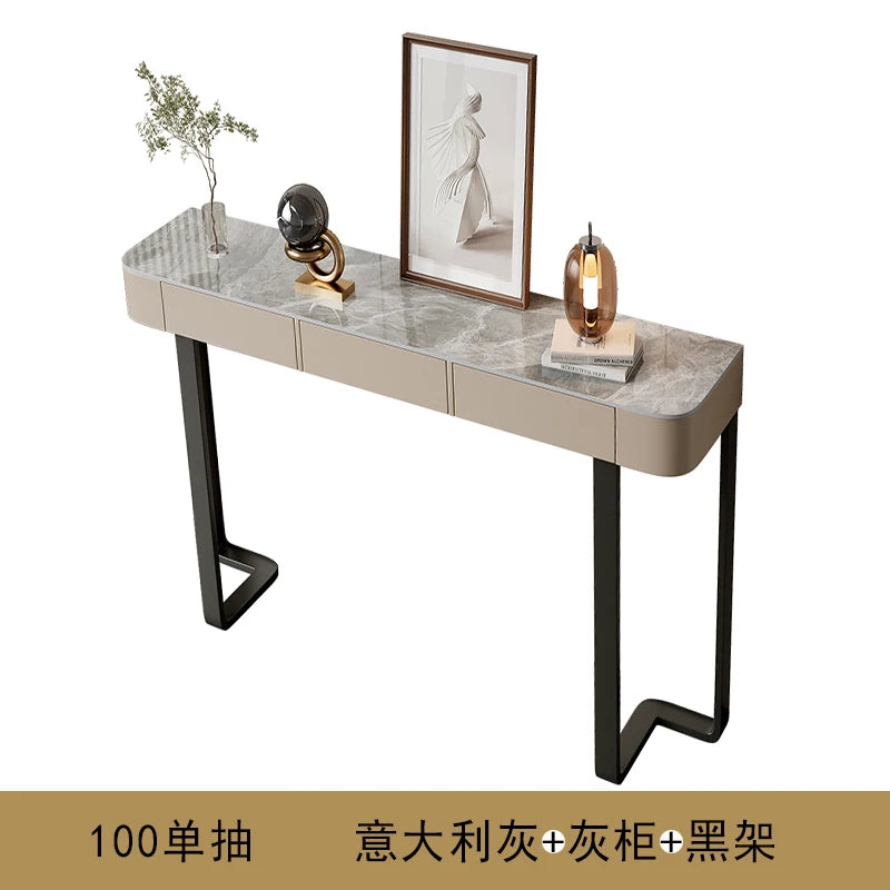 Luxury Glossy Console Table For Hallway Living Room Slate Porch Side Table High-quality Drawer Cabinet Home Furniture 80/100/120