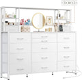 Bedroom 15 & Adjustable Shelves, Tall Dresser with Charging Station, Chest of Drawers for Closet