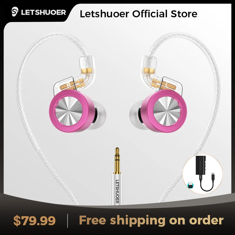 LETSHUOER D02 Type-C In-Ear Monitor 11mm Dynamic Driver Earphones Replaceable Cables Gaming Earbuds