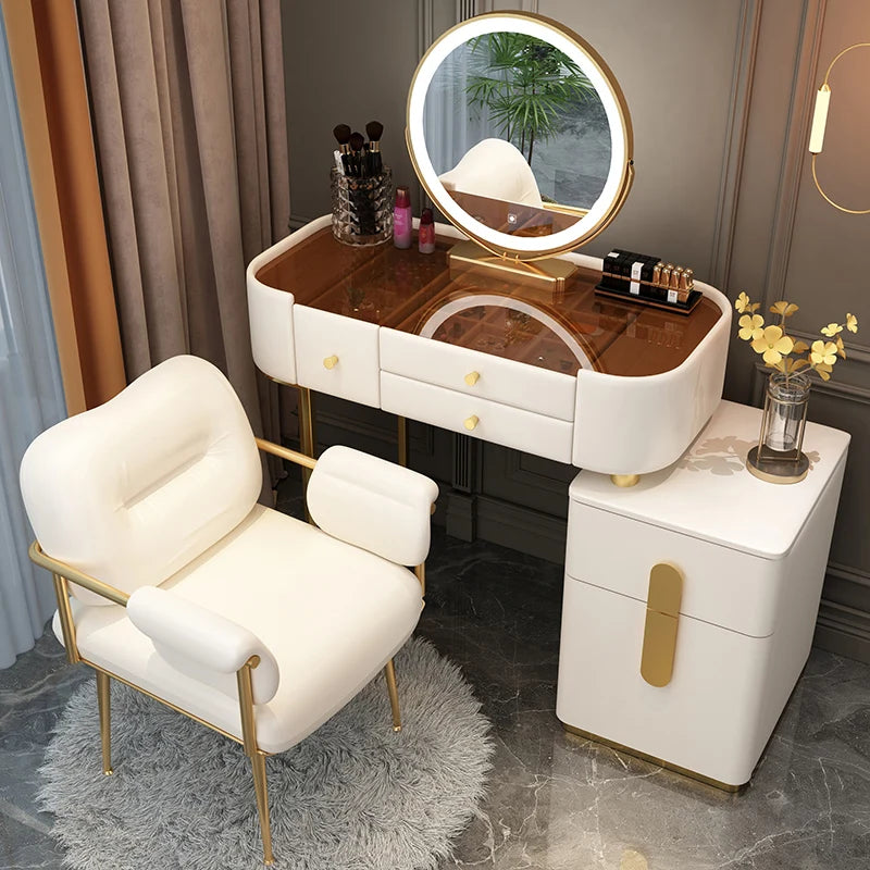 White Bedroom Vanity Table Makeup Mirror Chair Modern Organizer Dressing Table Cosmetics Cheap Penteadeira Trendy Furniture