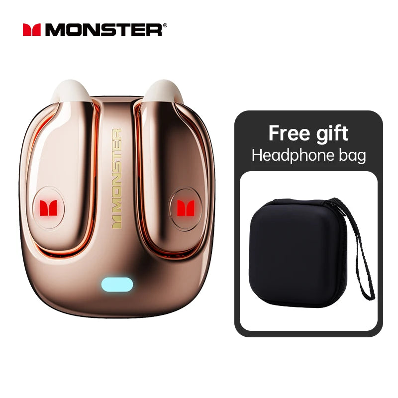 Monster MQO22 TWS Bluetooth Earphones Clip Design Touch HD Call With Mic Headphones Sports Gaming Headset