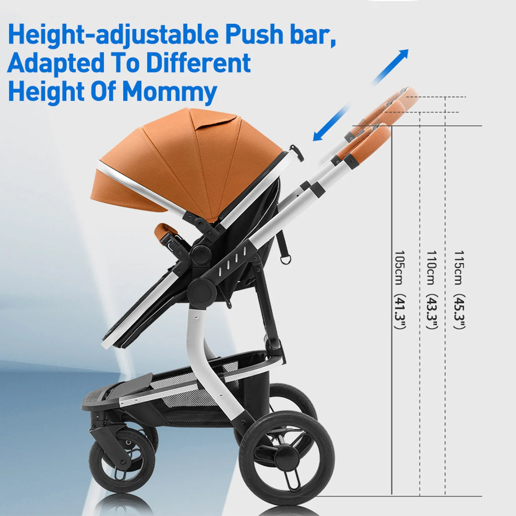 Standard Baby Stroller,Foldable Portable Pram, High Landscape Baby Carriage, Reversible Pushcar for Newborn Toddler