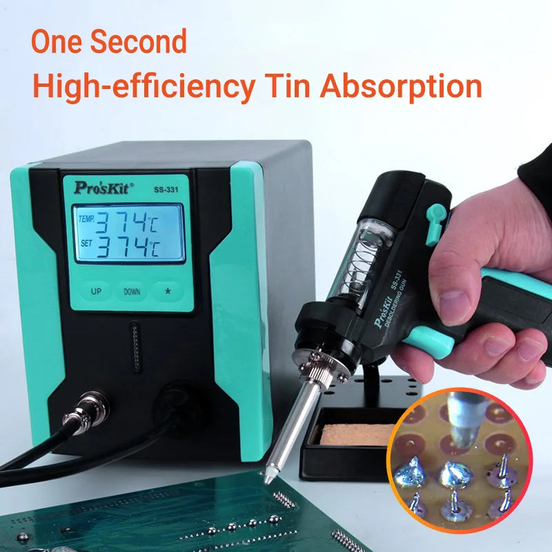 Pro'sKit SS-331H Desoldering station LCD Digital Electric Soldering Suction Pump High Power Strong Auto Sleep Vacuum Solder Gun