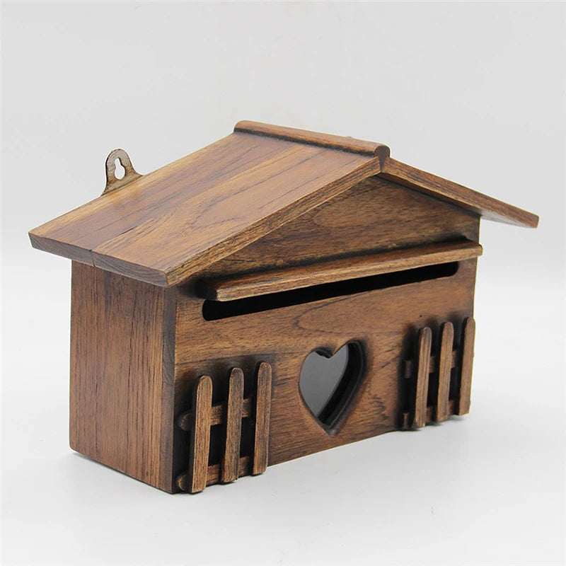 Outdoor Wooden Post Box Letter Mailbox Lockable Wall Mounted Mailbox Secure Letterbox Suggestion Box Garden Decoration