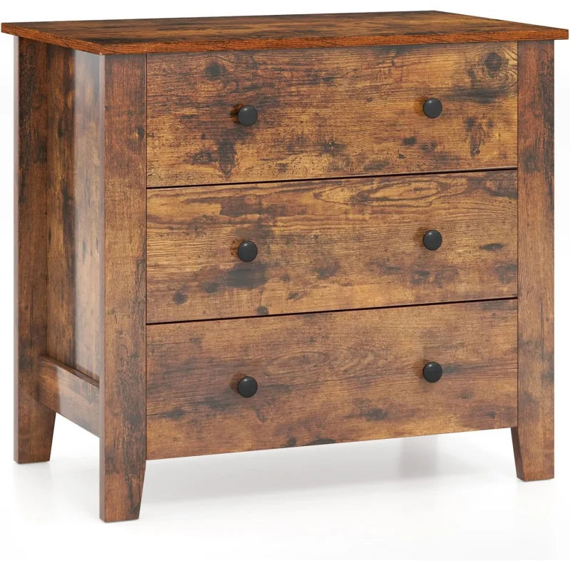 Small 3-Drawer Dresser for Bedroom - 28.5” x 18” x 26” Wide Chest of Drawers, Modern Large Nightstand, Storage Cabinet,