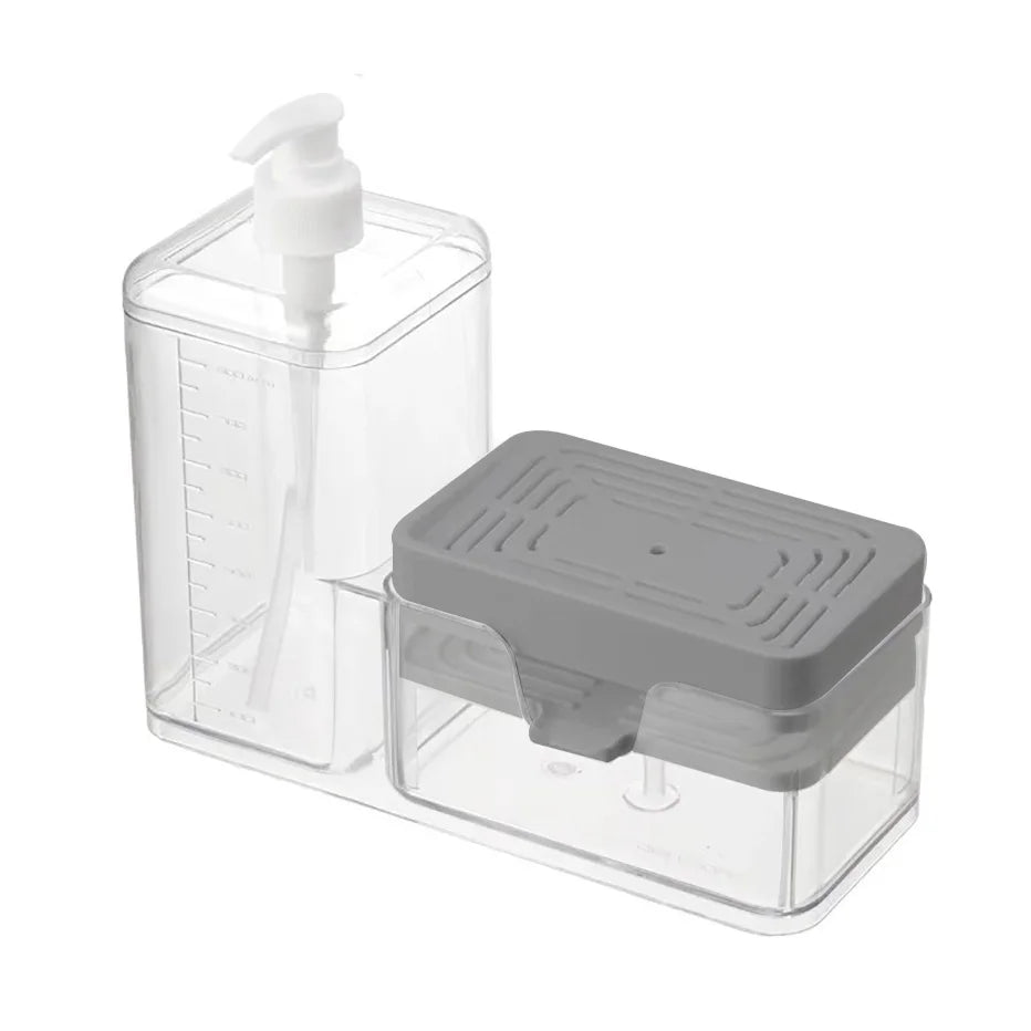 Hand Soap Dispenser for Kitchen Dual Soap Dispenser with Sponge Holder 2-in-1 Countertop Soap Pump Dispenser for Kitchen Sink