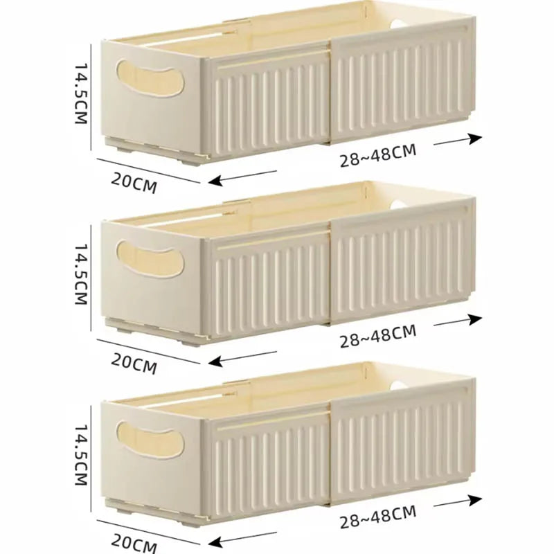 1/2/3PCS Retractable Drawer Organizer Adjustable Cabinet Storage Box Stackable Kitchen Organizers Sorting Storage Box For Home