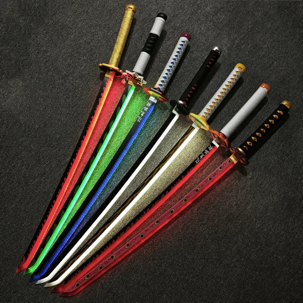 104cm Demon Slayer Bright Katana LED Light Sword Kimetsu No Yaiba Anime Cosplay Prop Real Size Japanese Katana Samurai Sabre