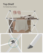 SONGMICS Foldable Clothes Drying Rack, Laundry Drying Rack, Clothes Airer, Steel Frame, 14.6 x 29.5 x 53.2 Inches, Easy Assembly