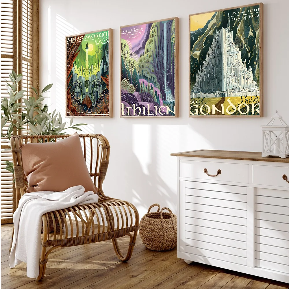 Ring Art Travel Abstract Vintage Film Mordor Castle Classic Vintage Posters Vintage Room Bar Cafe Decor Stickers Wall Painting