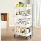 3/4 Tier Durable Rolling Trolley Multi-storey Cart Storage Shelf Movable Gap Storage Rack Kitchen Bathroom Slim Slide Organizer