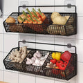Wall-Mounted Multi-Functional Kitchen Organizer - Durable Metal Vegetable, Garlic, and Onion Storage Basket - Storage Organizer