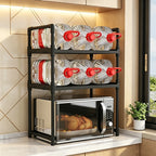 2/3 Floor Kitchen Microwave Rack, Desktop Oven and Toaster Storage Rack, With Hooks to Save Space, Kitchen Storage Rack