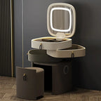 Rotary Makeup Vanities Luxury Storage Dressing Table Bedroom Organizer Makeup Vanity Illuminated Drawer Dresser with Light