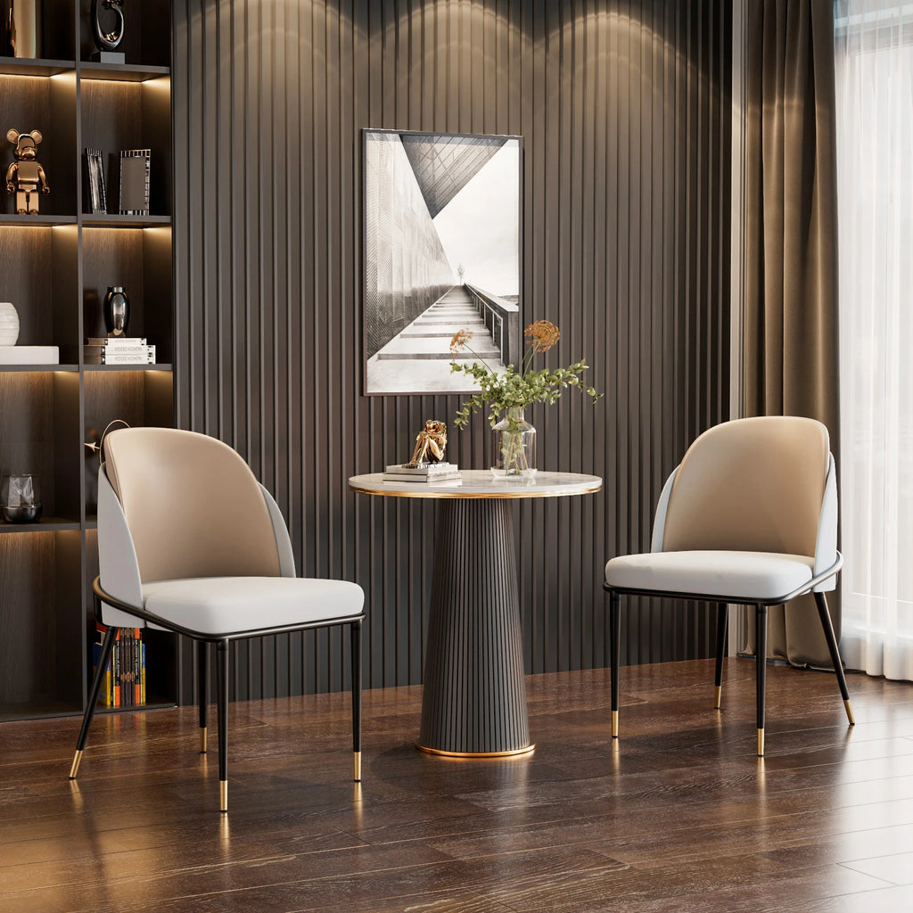 LUVODI Luxury Set Of 2 Dining Chairs Kitchen Accent Leisure Microfiber Leather Living Room Chairs for Dining,Kitchen,Study Room