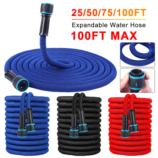 25FT-200FT Expandable Flexible Water Hose Car Wash Hose Water Gun Hose Garden Sprayer Gardening Watering Hose Irrigation Tools