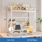 Bookshelf Bookcase With Grid Desktop Multi-layer Wrought Iron Shelf Student Computer Desk Table Hole Board Table Wooden Shelves