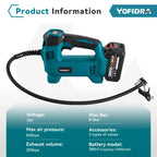 Cordless High Pressure Portable Electric Air Pump With LED Display Rechargeable Car Ball Inflatable Pump For Makita Battery Pin