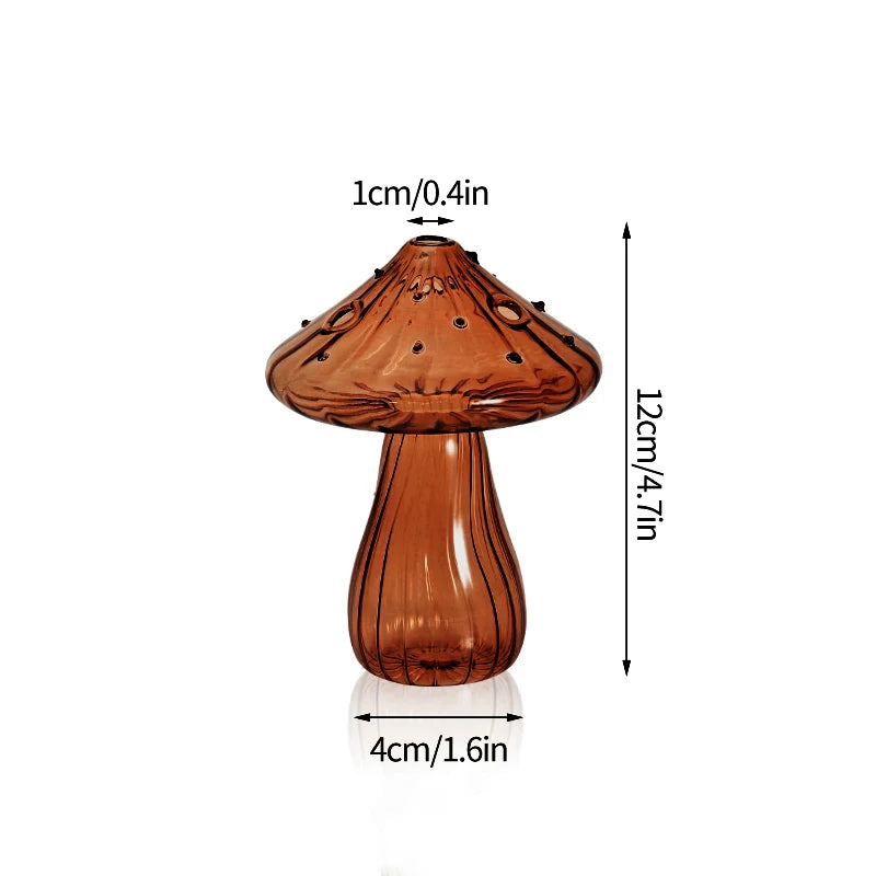 Mushroom Vase Flower Bottle Glass Vase Decoration Home Hydroponics Pot Table Ornament Room Decor Mushroom Accessorie Home Decor