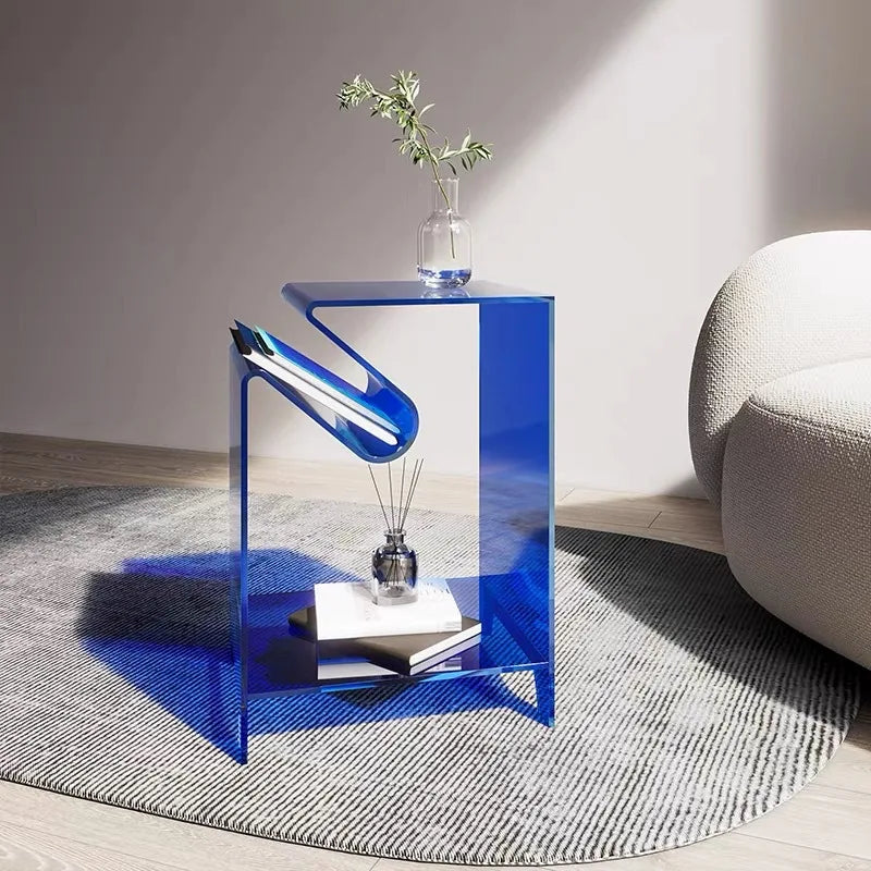 Creative acrylic side table, light luxury and stylish bedroom bedside table, suitable for bedroom and living room