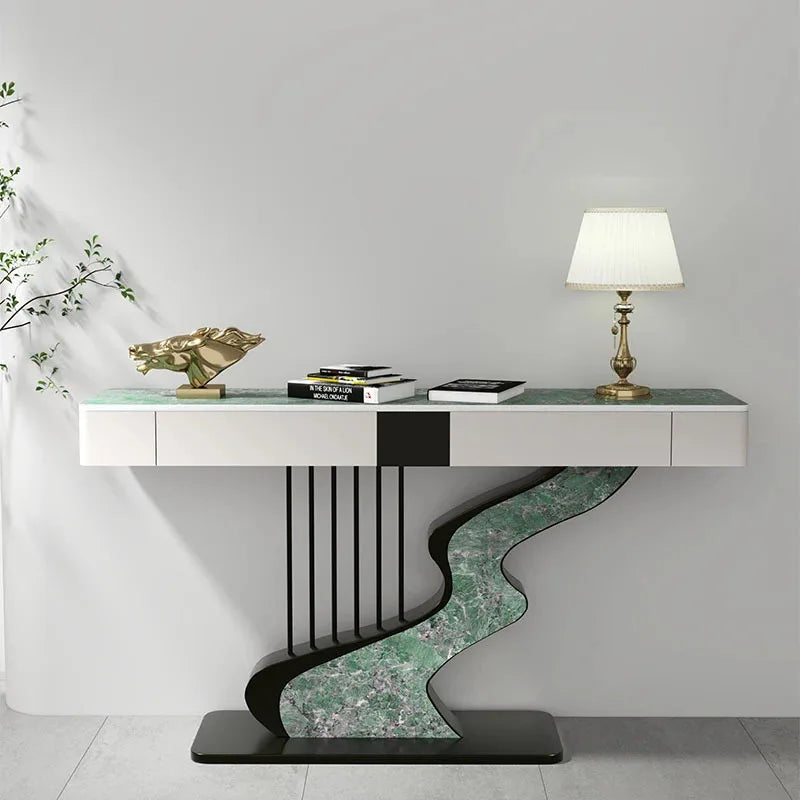 Nordic designer Fashion Wall Hall Porch Decorative Cabinet Semi-circular Slate Console Tables for Living Room Entrance Furniture