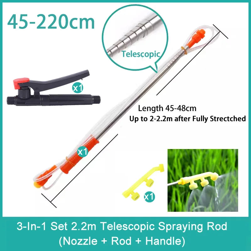 New Retractable 2.2/3.2m Spraying Rod For Hand Pressure Sprayer Outdoor Garden Pesticide Spray Tree Watering Can Accessories